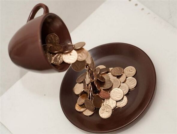 bowl of coins to attract money