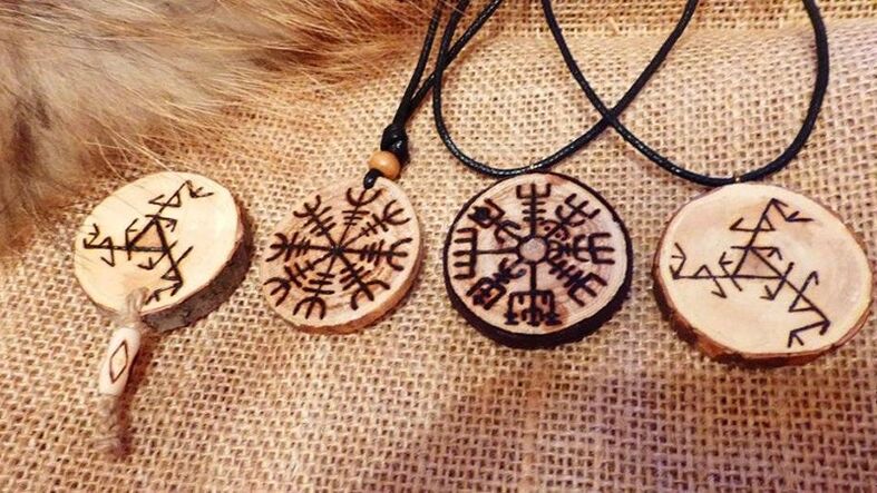 wooden talismans and charms